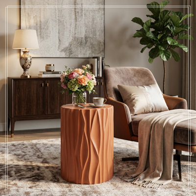 Table d'appoint d'extérieur à motif ondulé et cannelé