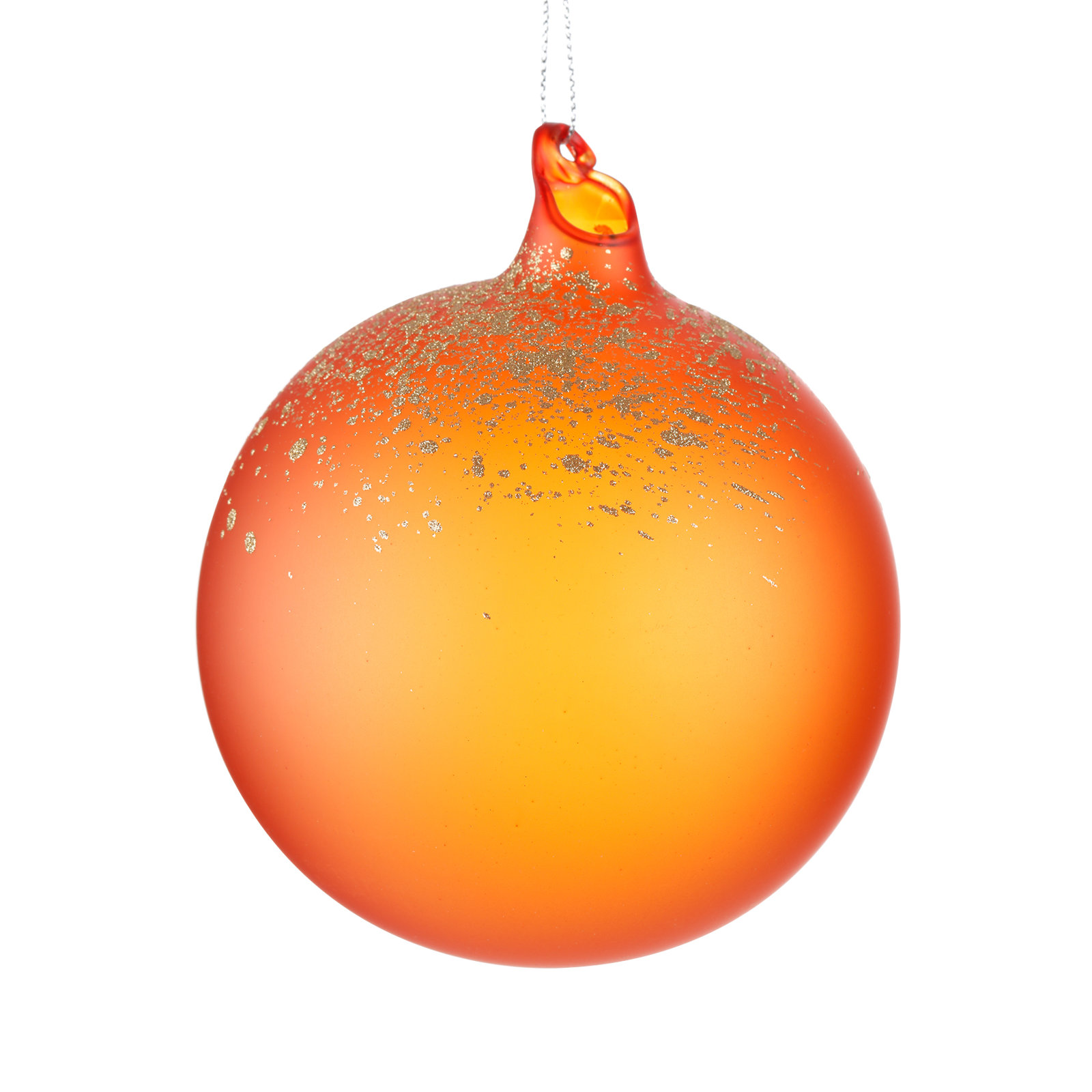 Ornaments Handmade Glass Ball Ornament, 3.93" H x 3.93" W x 3.93" D, Light Orange