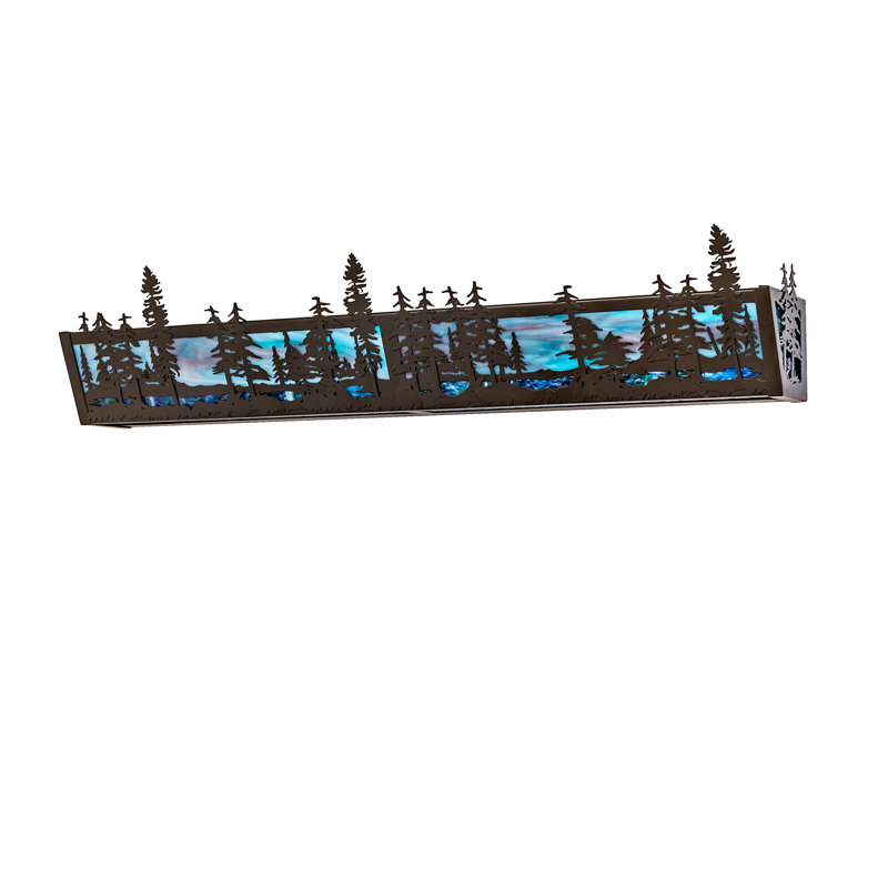 Rustic Lodge 4 - Light Bath Bar, 7" H x 72" W x 6.25" D, Blue/Green/Purple, Timeless Bronze