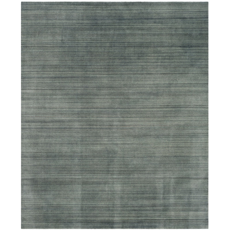 Thendara Hand Loomed Wool/Cotton Solid Color Rug in Slate/Blue, Rectangle 8' x 10'