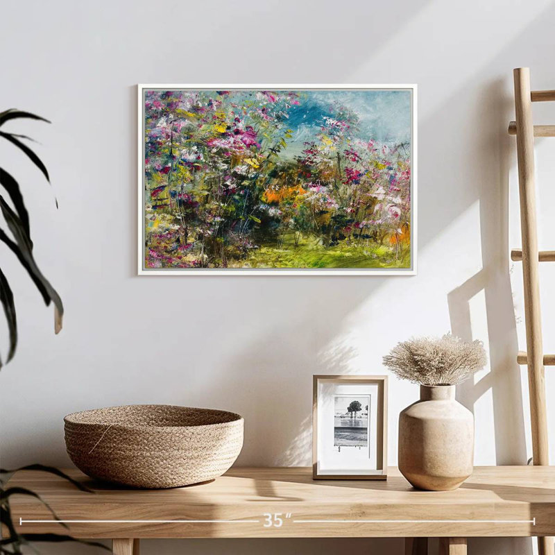 Abstract Wildflower, Floating Frame White, 19" X 13"