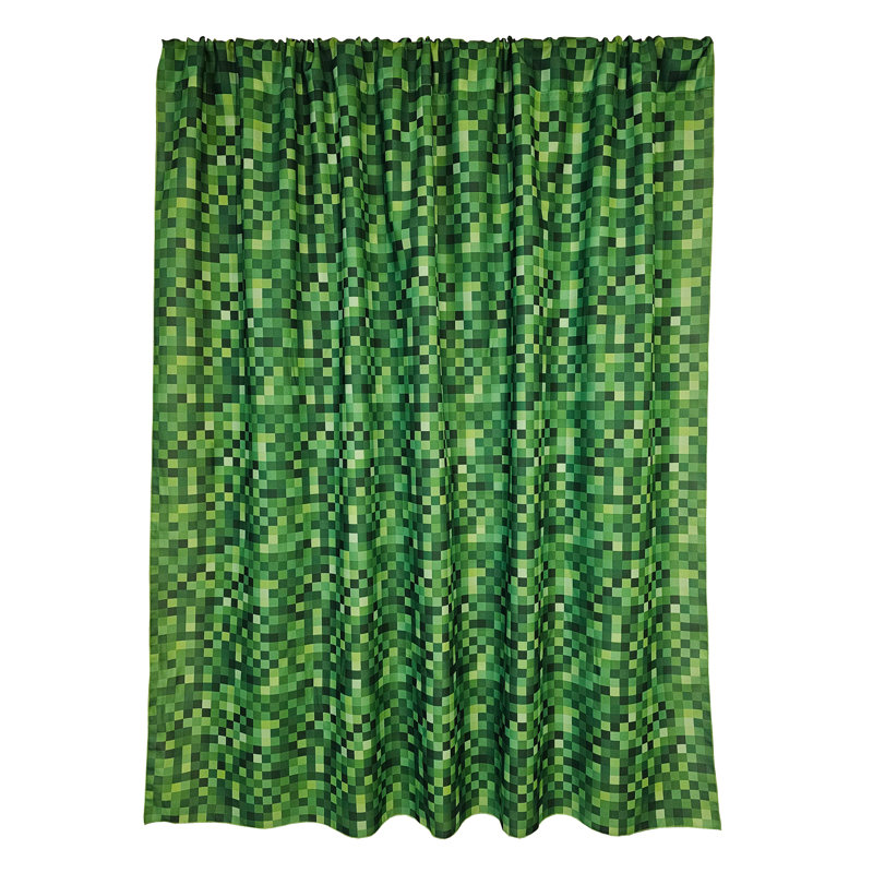 Rideau de fenêtre en popeline de polyester à imprimé Pixel 58 pouces de large, L 58 po x L 96 po, Vert