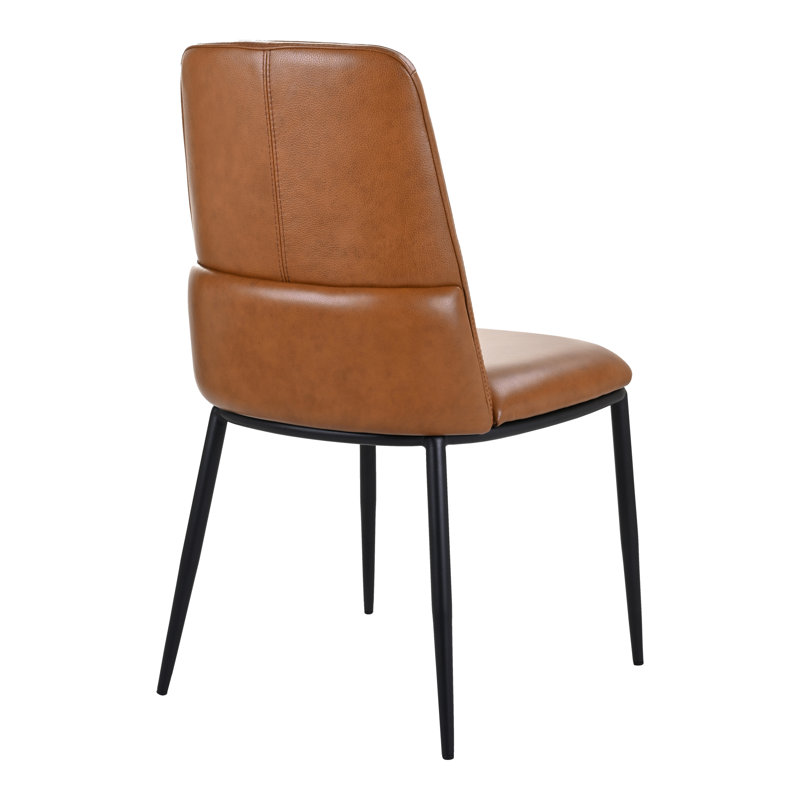 Welles Leather Upholstered Side Chair, Brown Pebbled Top Grain Leather