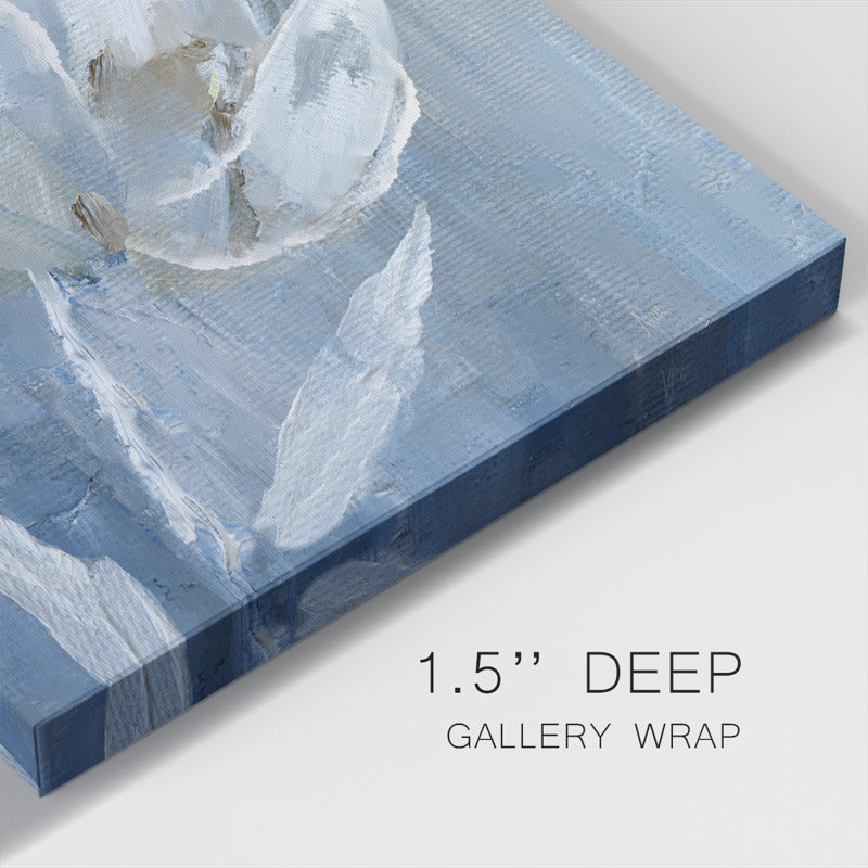 «White on Blue I» sur toile, H 16 po x l 16 po x P 1,5 po