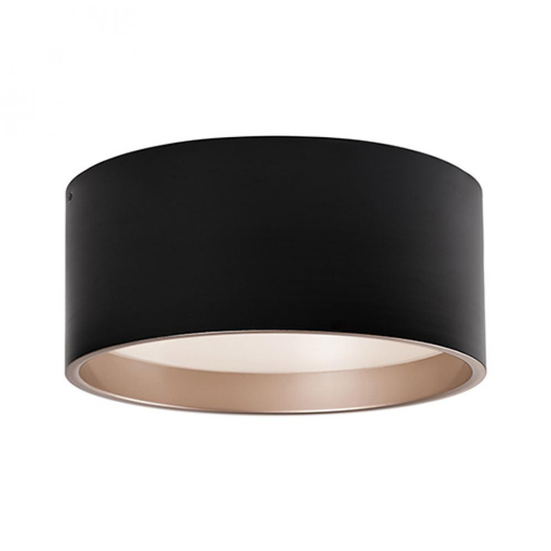 Globo Modern Matte Black Aluminum LED Drum Flush Mount