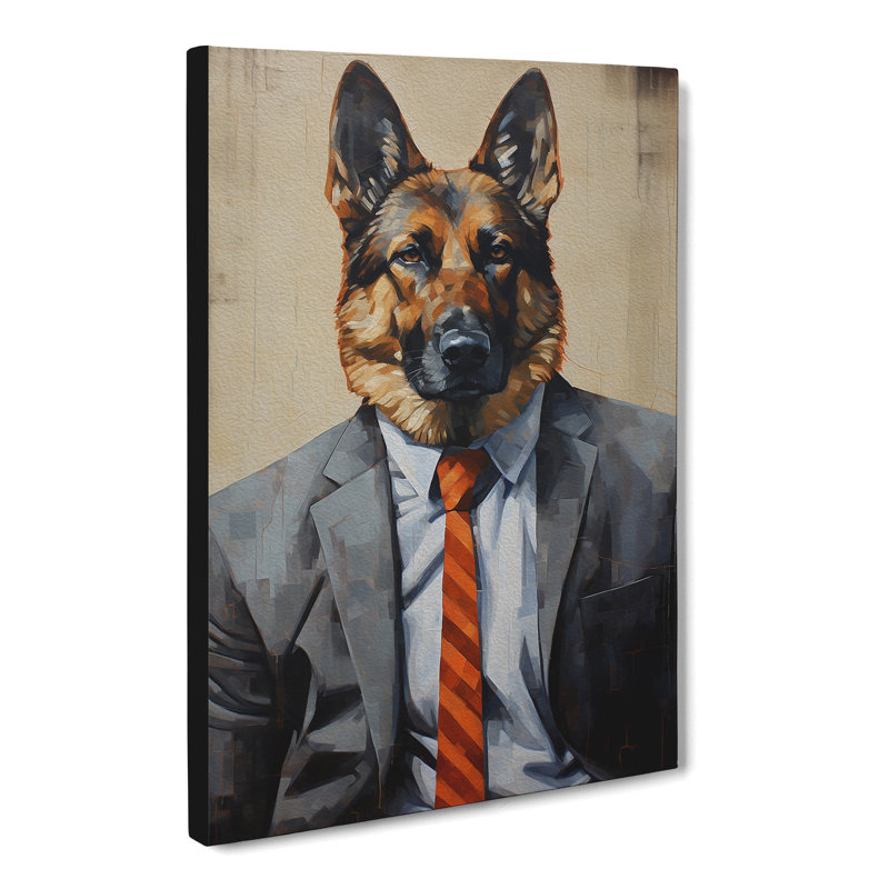 German Shepherd In A Suit Painting No.3 - Wrapped Canvas, 50cm H x 35cm W x 3cm D