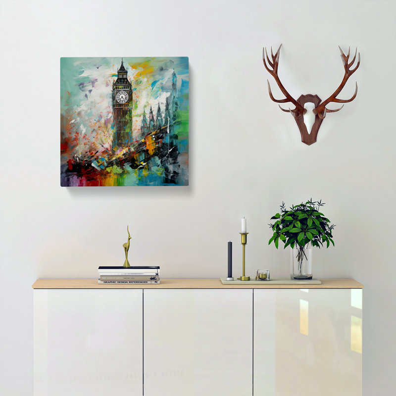 Big Ben Abstract Expressionism - Wrapped Canvas - Framed Print, 50cm H x 50cm W x 3cm D