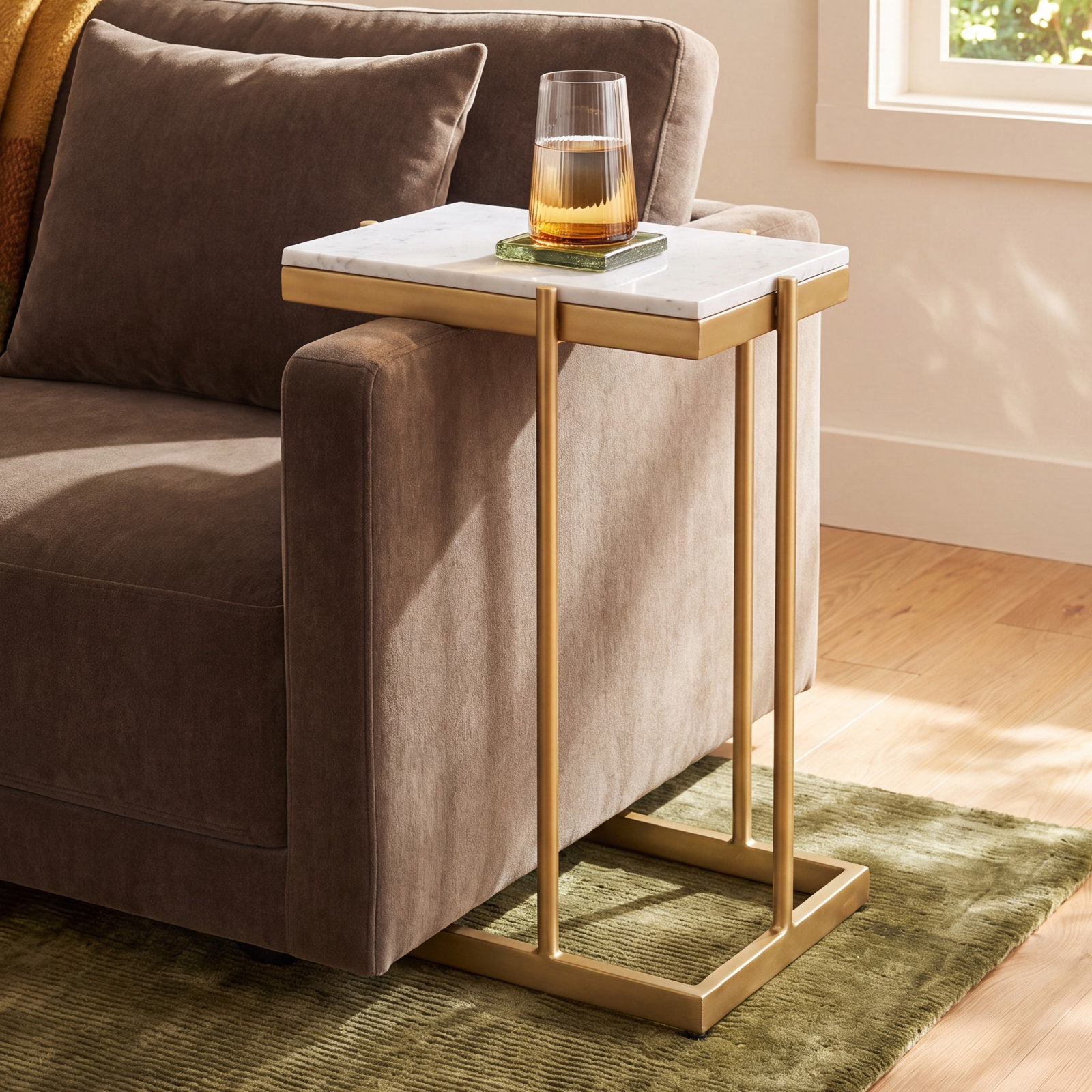 Brigitte 17" Genuine Marble End Table