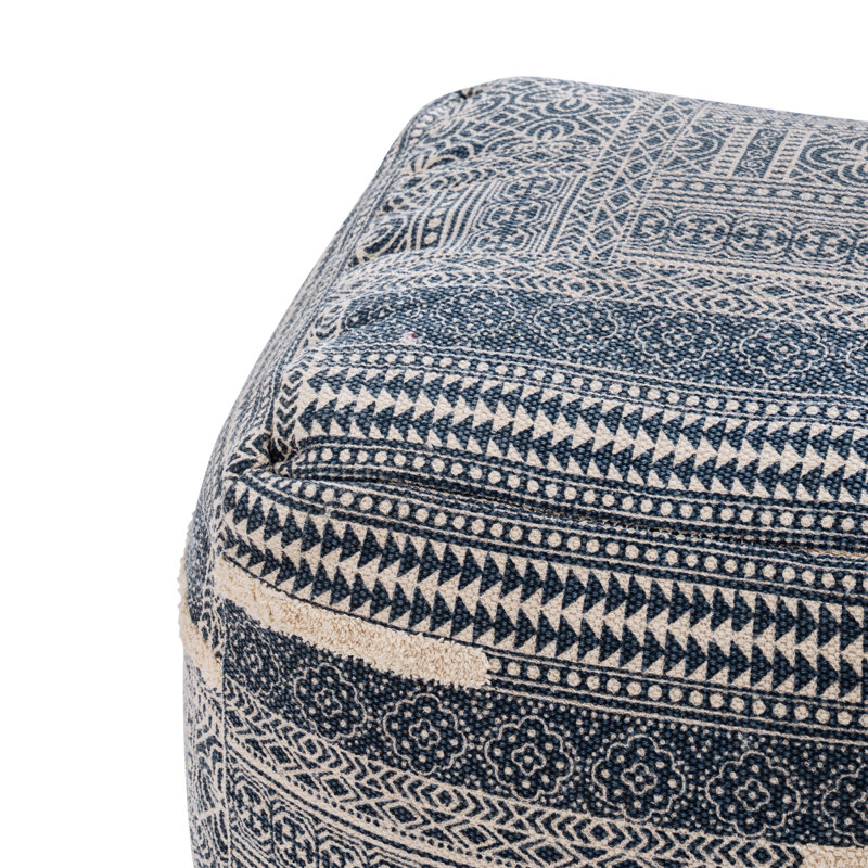 Repose-pieds Yinka, Bleu marine et coton blanc