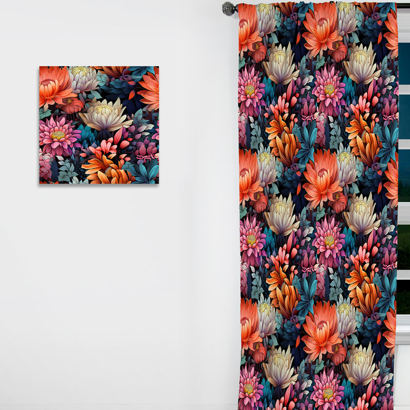 Motif botanique Neon Botany - Rideau floral - Rideau floral obscurcissant - 1 panneau, L 52 po x L 120 po
