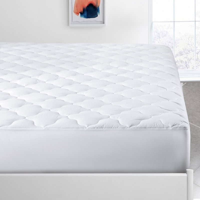 Queen White Cotton Down Alternative Waterproof Mattress Pad