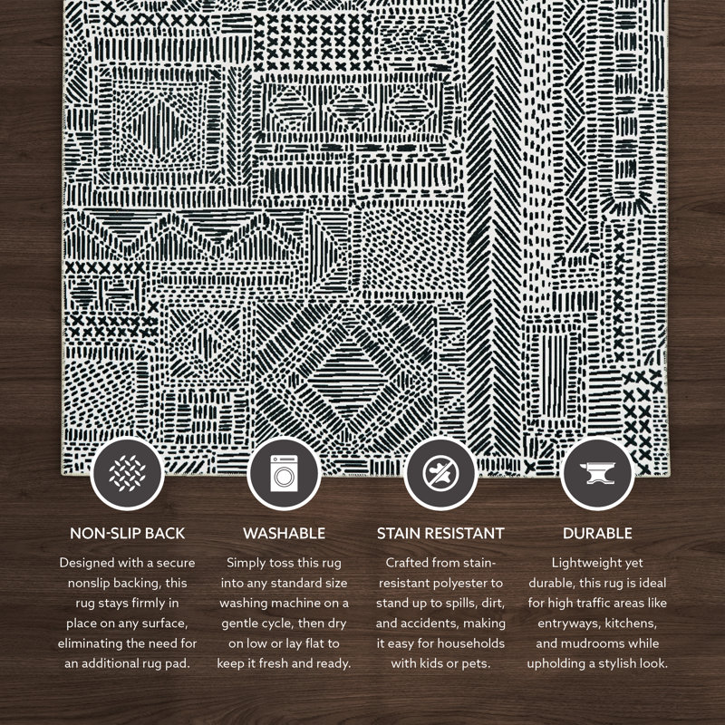 Tapis ivoire et noir Joris, Rectangle de 2 pi x 3 pi