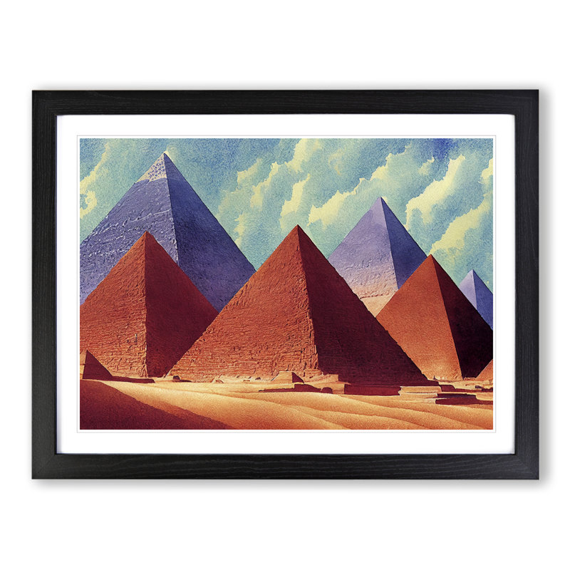 XH1022-7249X Pyramids In The Desert Vol.2 - Single Picture Frame Print, Black, 25cm H x 34cm W