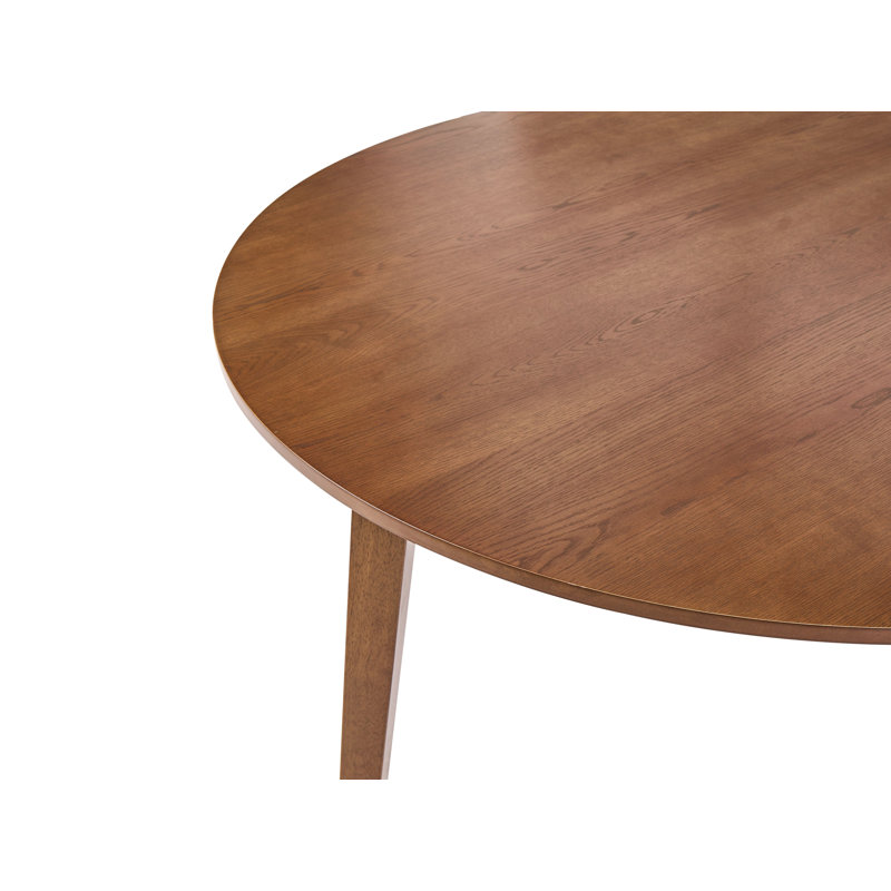 Round Solid Wood Base Dining Table, Dark Brown