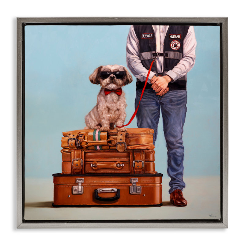 Drôle de chien humain de service, Cadre flottant gris lustré, H 25 po x l 25 po