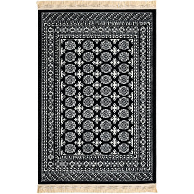Tapis traditionnel Hinshaw noir et blanc