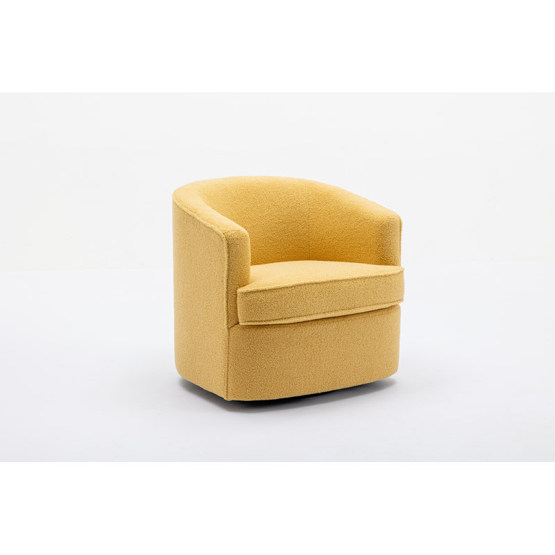 Fauteuil demi-tonneau pivotant de 29 po Jenai, Polyester jaune