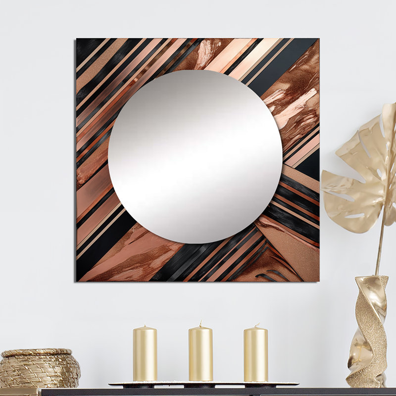 Margaretha - Miroir décoratif carré en marbre abstrait pour chambre à coucher, 23 po x 23 po