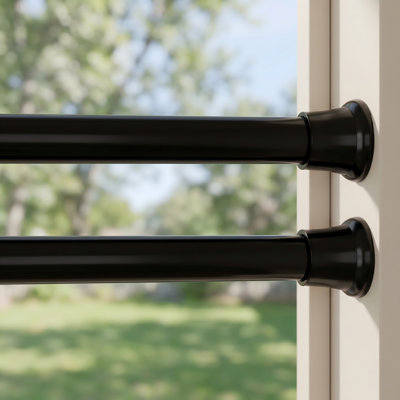 Paquet de 2 tringles à rideaux à tension noire, 31-76 pouces, sans perçage réglable à ressort, diamètre 7/8 po pour la salle de bain, la fenêtre, la chambre à coucher, le placard, la porte