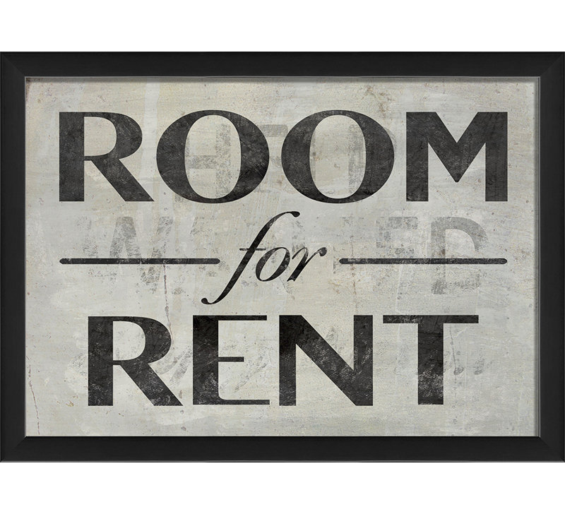 "Room for rent", art textuel encadré