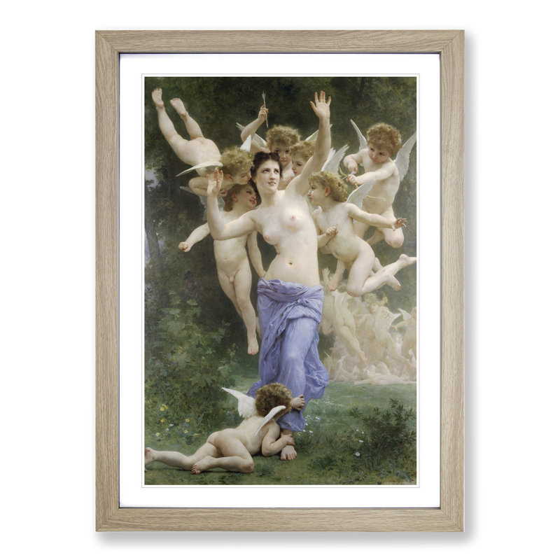 The Invitation by William Adolphe Bouguereau - Picture Frame Painting, 36cm H x 27cm W x 2cm D, Oak
