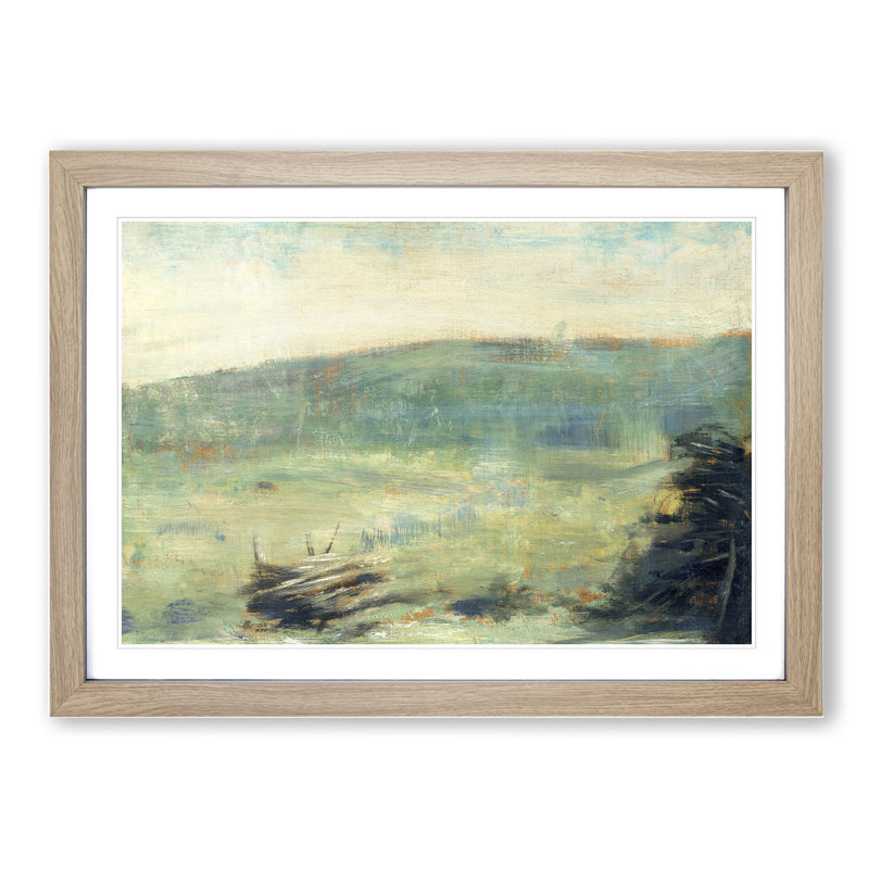 Landscape at Saint-Ouen by Georges Seurat - Framed Print, 27cm H x 36cm W x 2cm D, Oak Framed
