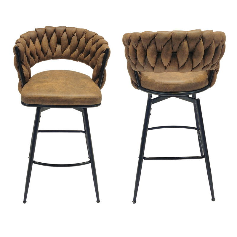 28 po. Tabouret de bar de 2 po. Revêtement en cuir technique, siège pivotant à 360 ° et repose-pieds. Structure en métal pour îlot de cuisine, café, restaurant et siège pivotant.