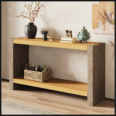 Console rétro Mirod avec menuiserie à queue d'aronde et placage de bois patiné