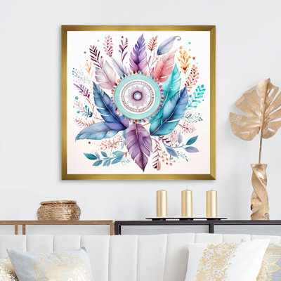 Attrape-rêves pastel turquoise Boho sur toile