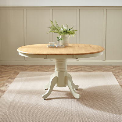 Prestow Extending Round Dining Table In Solid Wood - Traditional Rustic Farmhouse Kitchen