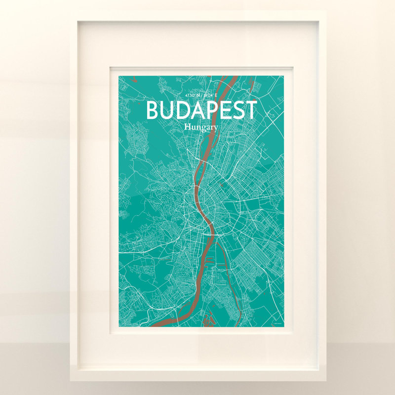 Budapest City Map In Nature - No Frame Print, 27.6cm H x 19.7cm W x 0.05cm D