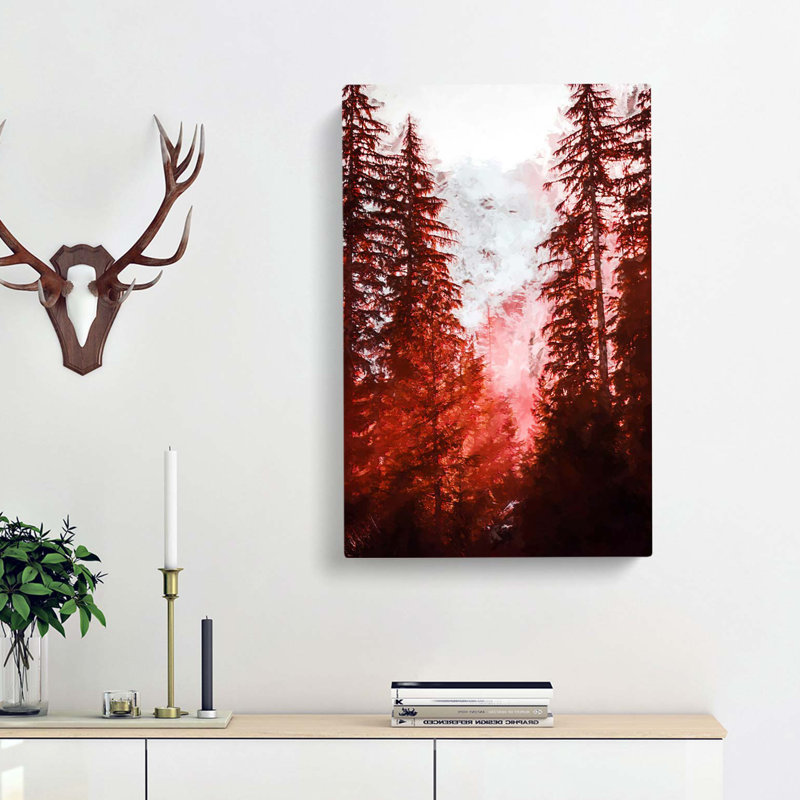 Mountain Through The Forest In Abstract - Wrapped Canvas, 91cm H x 60cm W x 3cm D