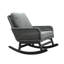 Chaise berçante moderne grise avec coussins de siège et fabrication en bois pour un cadre spacieux et élégant