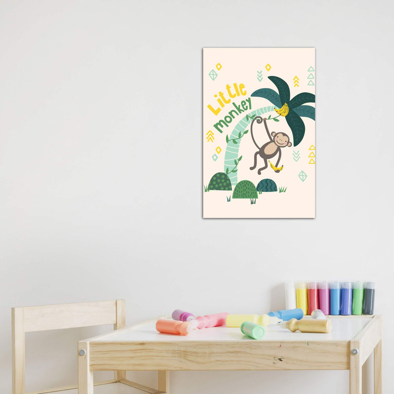 «Little Monkey II» par Caroline Alfreds - impression d'art graphique, H 40 po x l 26 po x P 1,5 po, Toile tendue