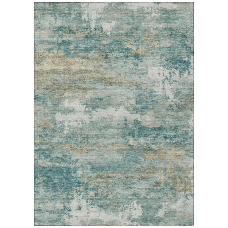 Machine Washable Indoor/Outdoor Chantille ACN2810 Abstract Rug, Aqua, 8' x 10'