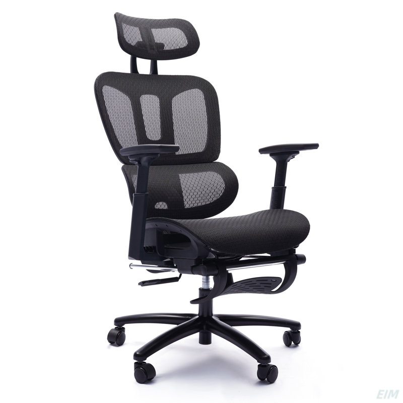 Adjustable Ergonomic Black Mesh Office Chair With Headrest And Footrest, Conference/Computer Desk Chair