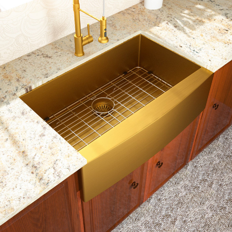 36'' L x 21'' W Farmhouse Stainless Steel Single Bowl Kitchen Sink with Sink Grid, Strainer and Roll-up Rack, 36" L x 21" W