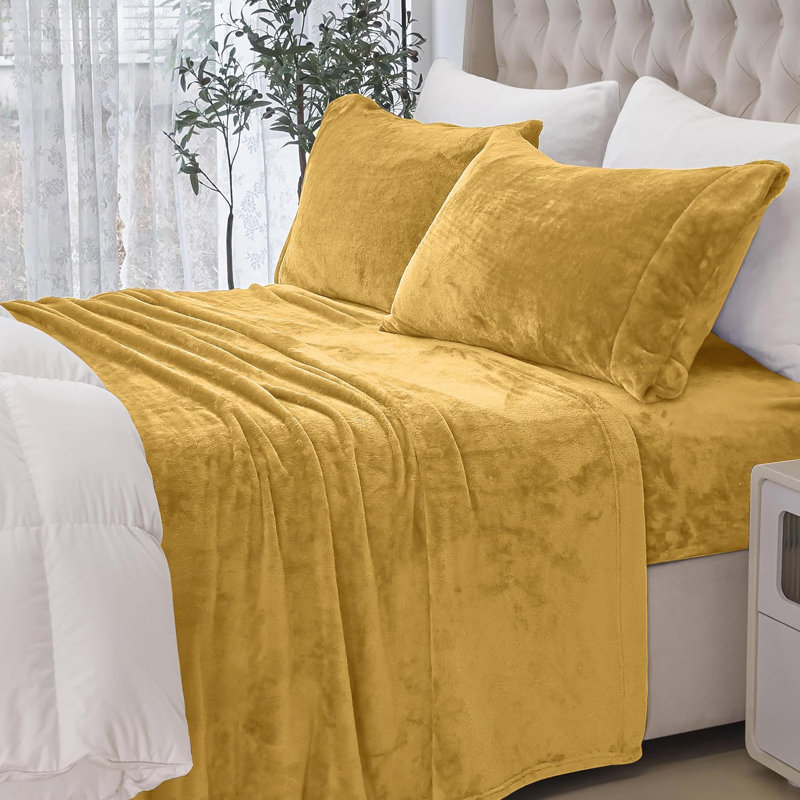 Microfiber - Set of 4, Twin XL Sheet Set + 2 Standard Pillowcases, Gold
