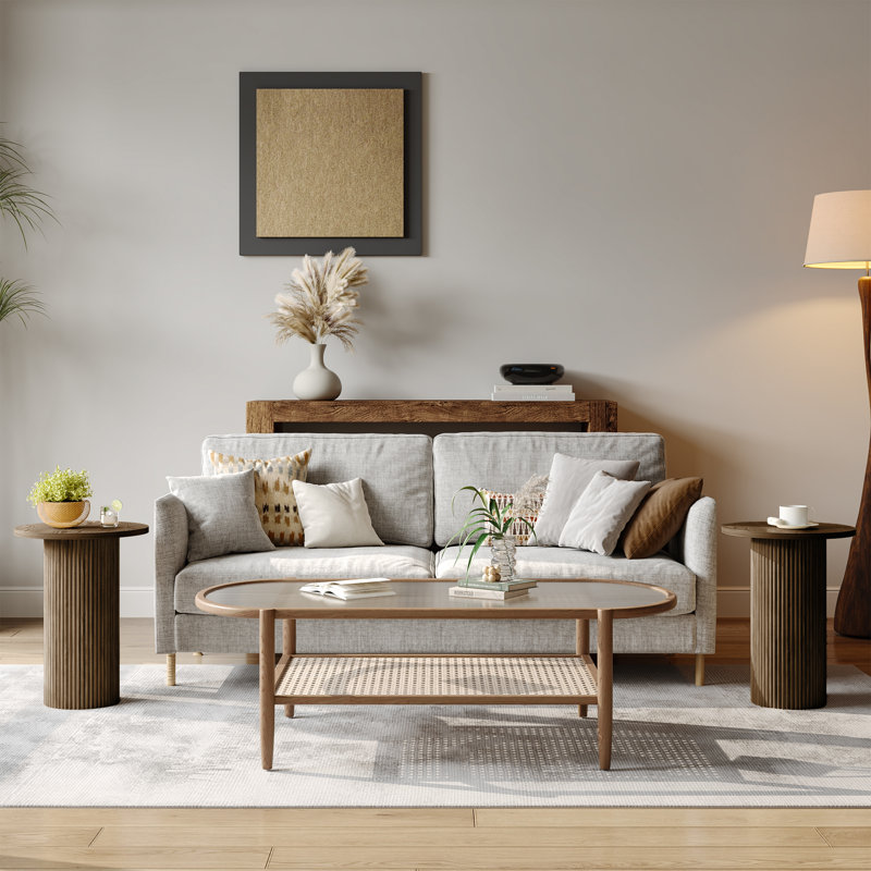 Ensemble de 2 tables d'appoint rondes en bois, Brun