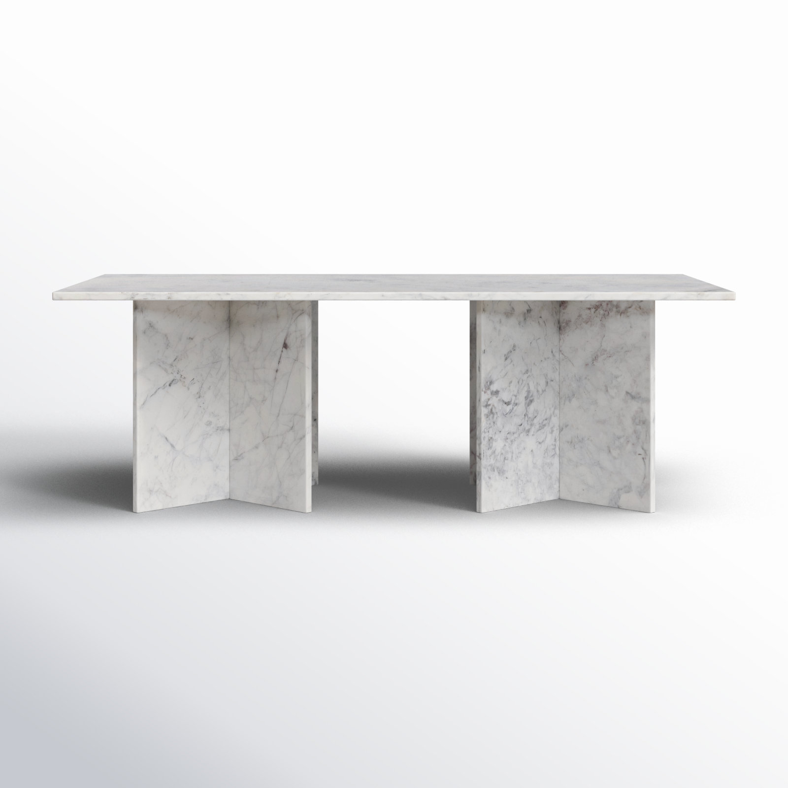 Verona 48" Genuine Marble Coffee Table, White Marble