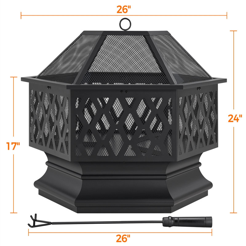 Areej 26'' W Hex-Shaped Steel Fire Pit
