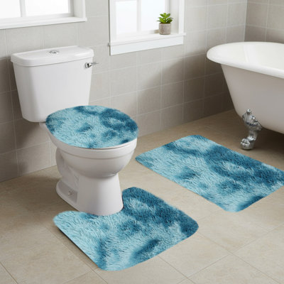 Tapis de bain épais d'hiver, couleurs assorties, ensemble de 3. Tapis de salle de bain d'hiver pour toilettes, doux, absorbants, antidérapants, épais, lavables, séchage rapide, couleur foncée.
