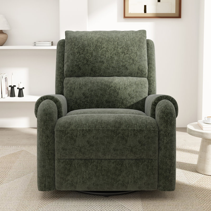  Fauteuil inclinable à massage manuel avec base pivotante, fauteuil de chambre de bébé en chenille, vert, Vert