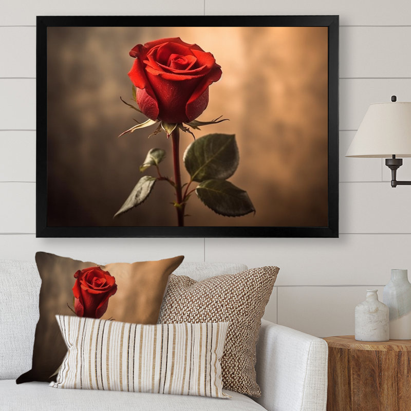 Décoration murale rétro «Rose Reverie», Cadre photo noir, H 34 po x l 44 po x P 1,5 po
