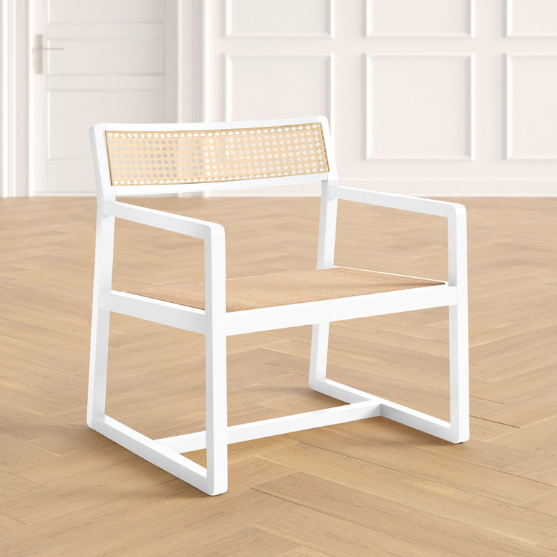 Hanston Upholstered Armchair, White/Natural