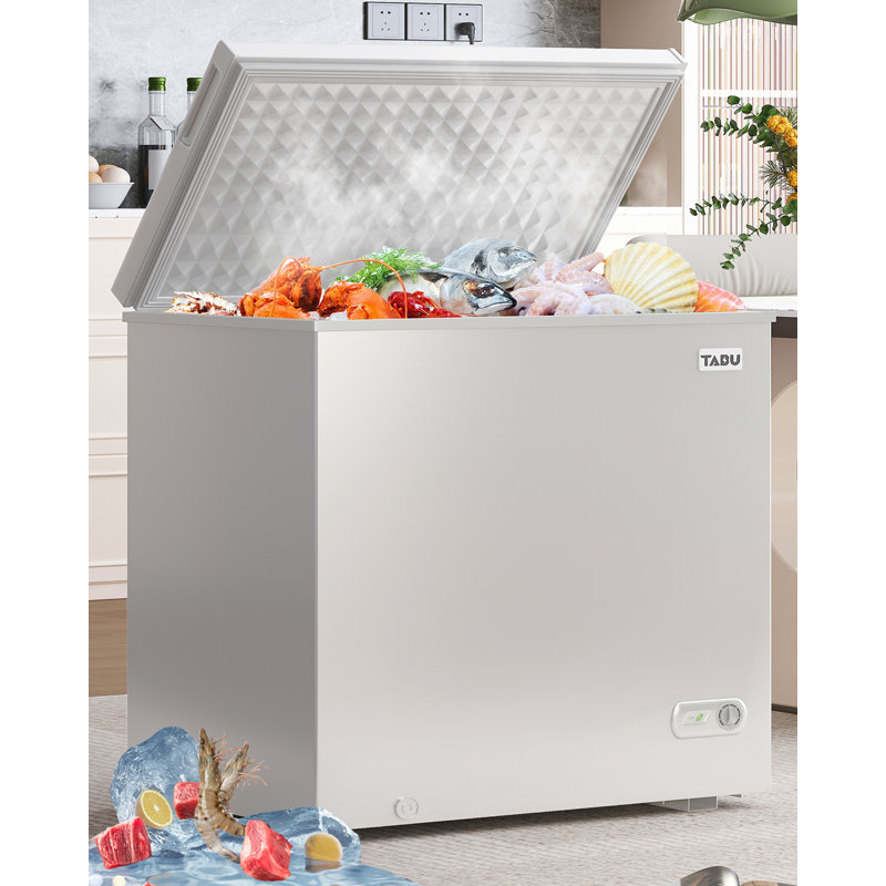 10.0 Cu Ft Freestanding Chest Freezer with 7 Level Adjustable Thermostat, Top-opening Deep Freezer with Removable Storage Basket, White