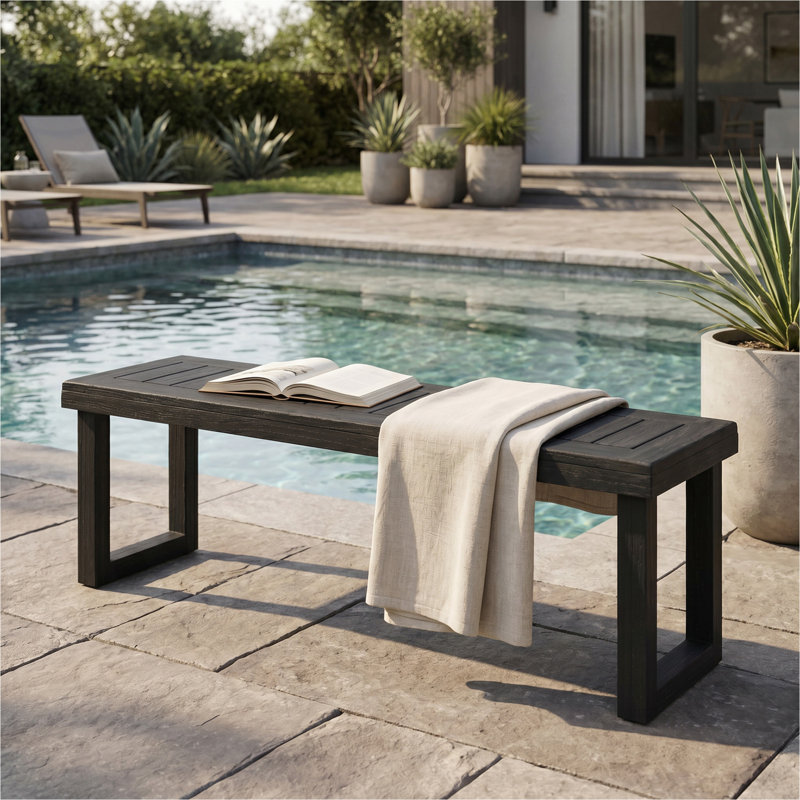 Banc de salle à manger d'extérieur en bois d'acacia, gris foncé