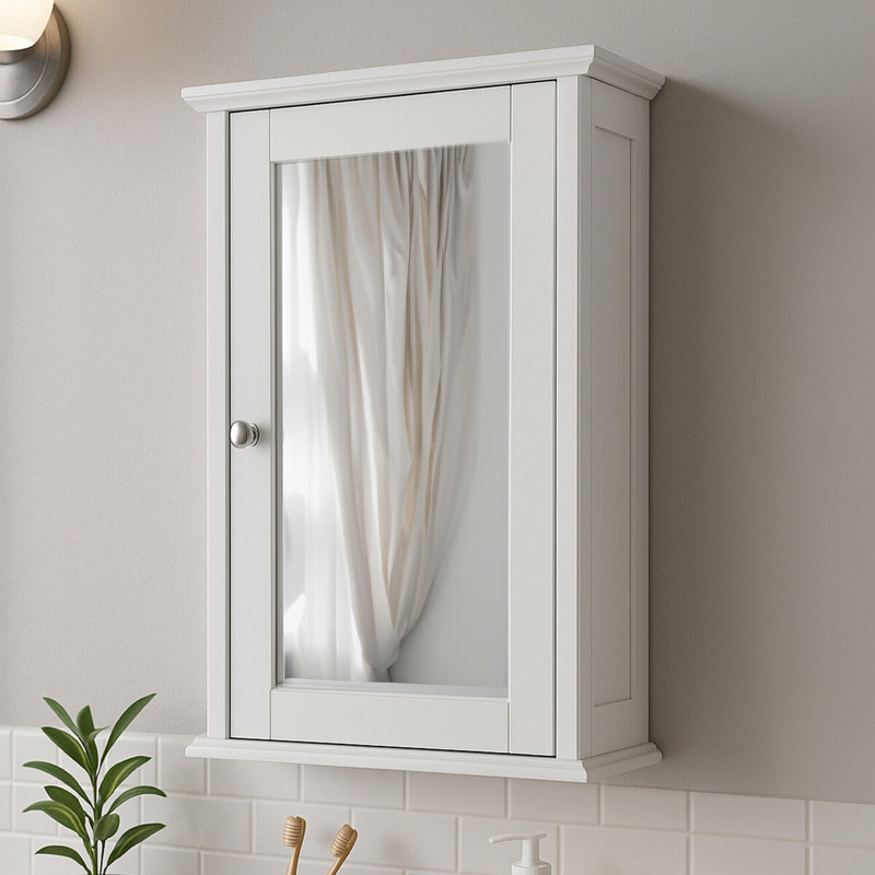 340mm W 530mm H Surface Framed Medicine Cabinet Mirror 1 Fixed