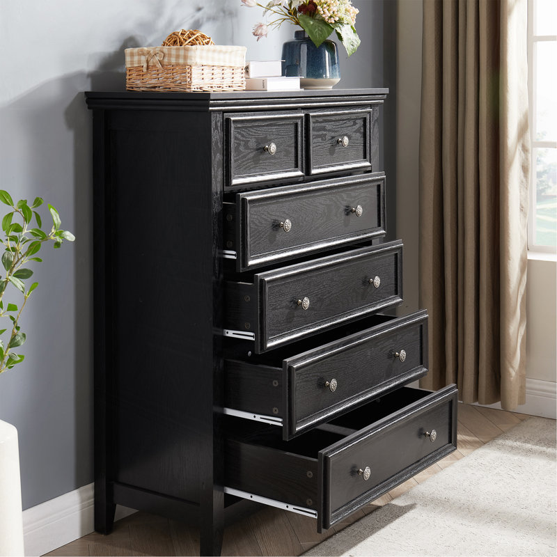Commode polyvalente à 6 tiroirs pour organiser et coiffer les espaces de vie, Noir