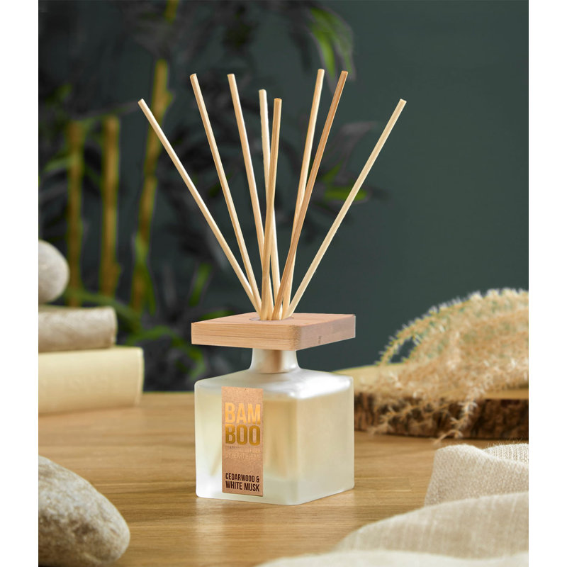 Bamboo Fragrance Diffuser -  Cedarwood & White Musk, 21 cm H x 6.5 cm W x 6.5 cm D